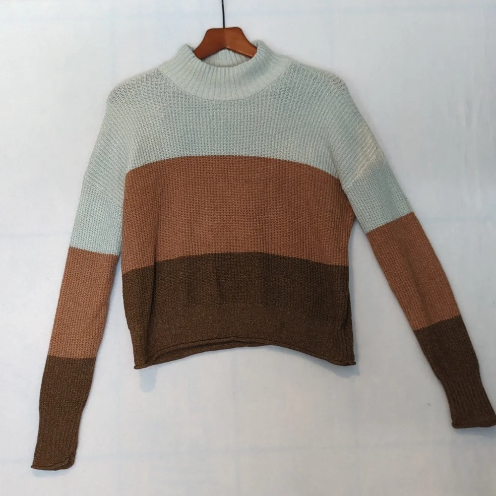 Pink Rose Colorblock Knit Women's Sweater M